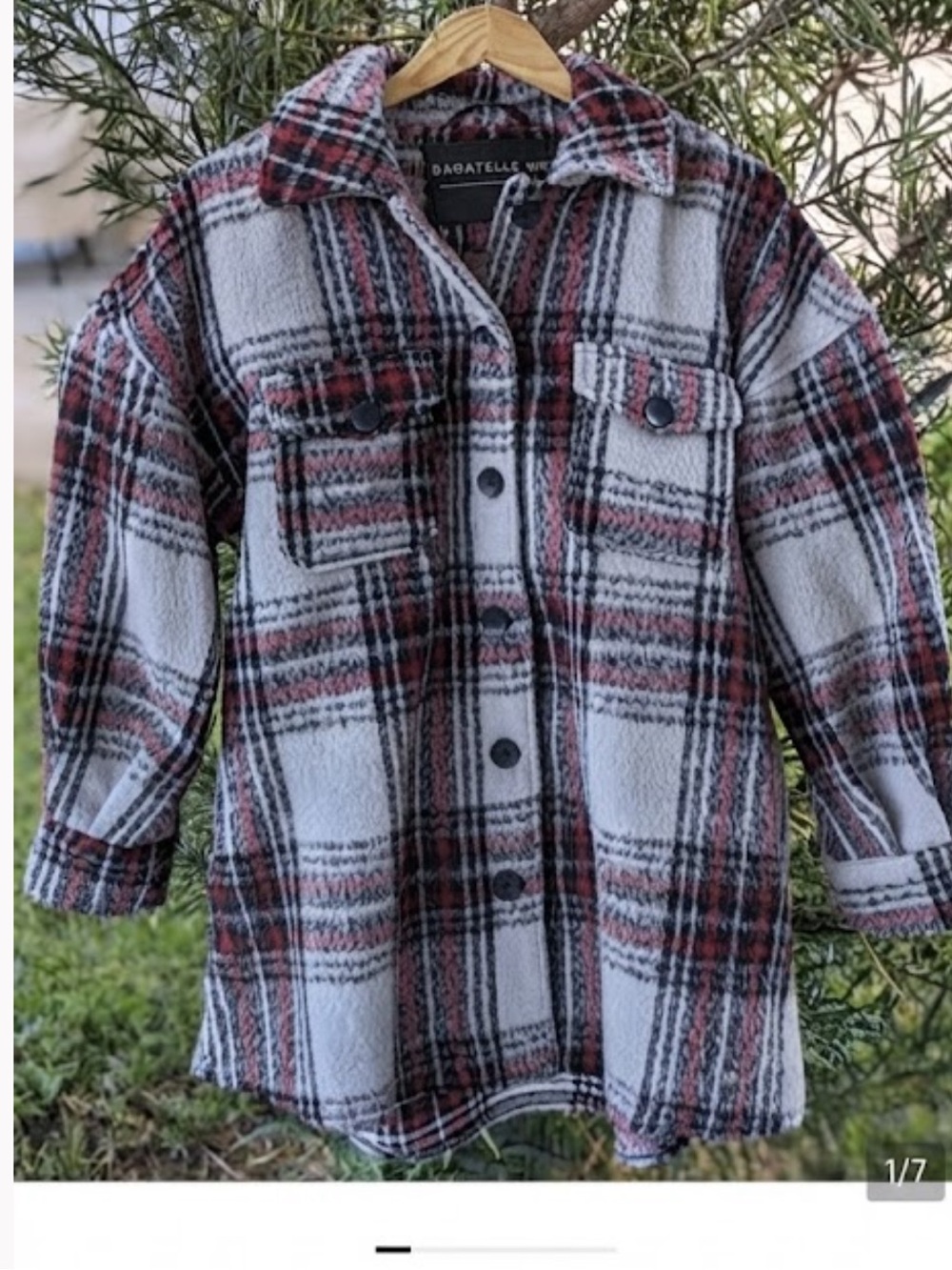 Bagatelle NYC Sz M Woman’s Lt Grey Plaid Shacket